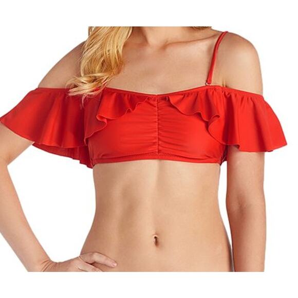 Raisins Red Kahala Flounce Swim Bikini Top Size Medium Red NWT - Picture 1 of 3